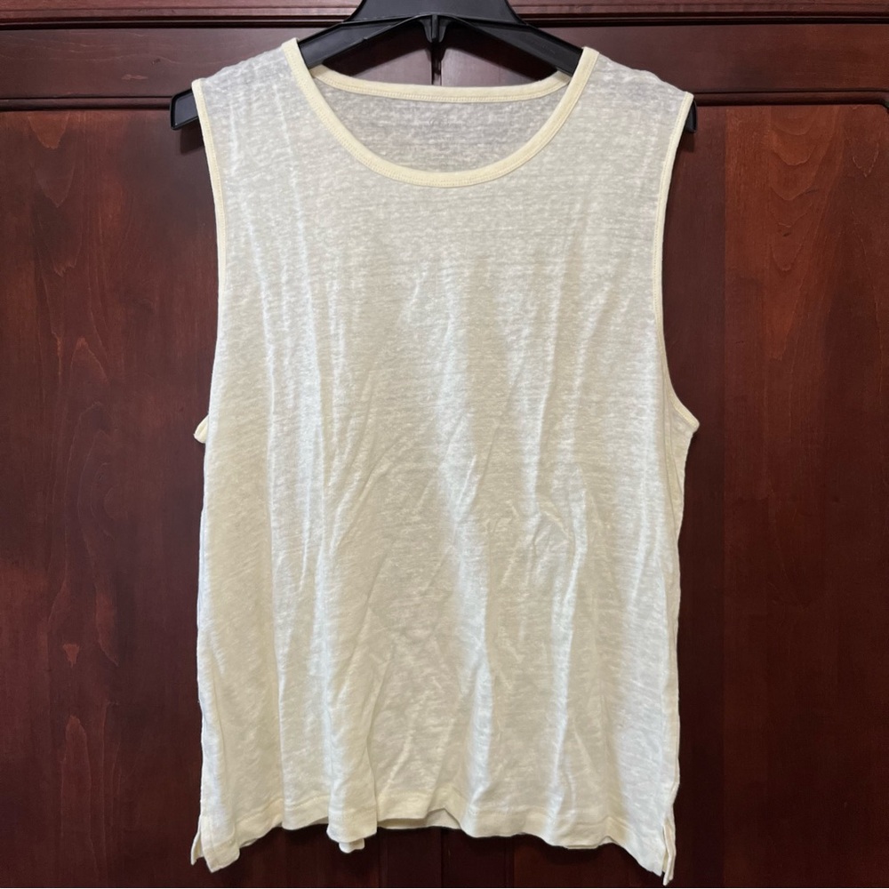 J. Crew Sleeveless Linen-Blend Tank in Pale Yellow